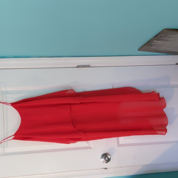 Red Flowy High Low Dress - Picture 2 of 4